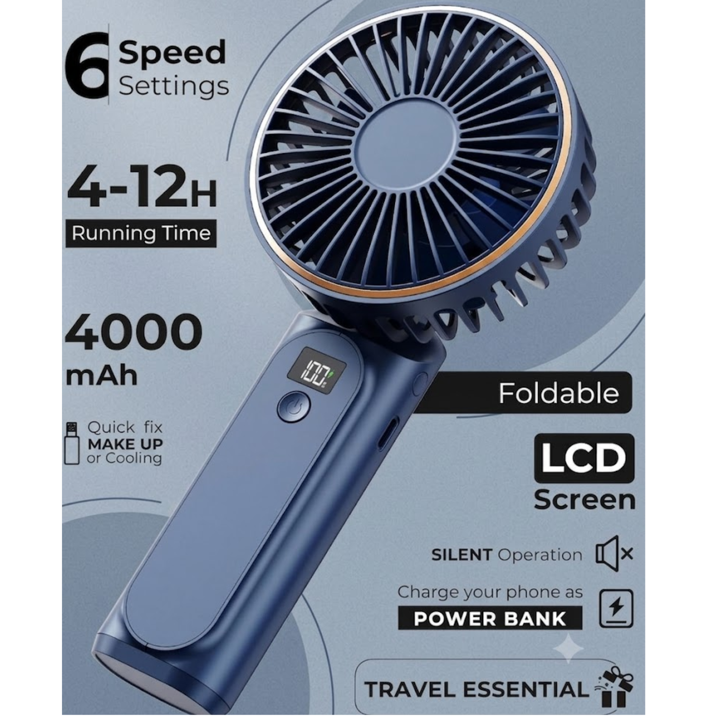 Ventilador de Mano Recargable